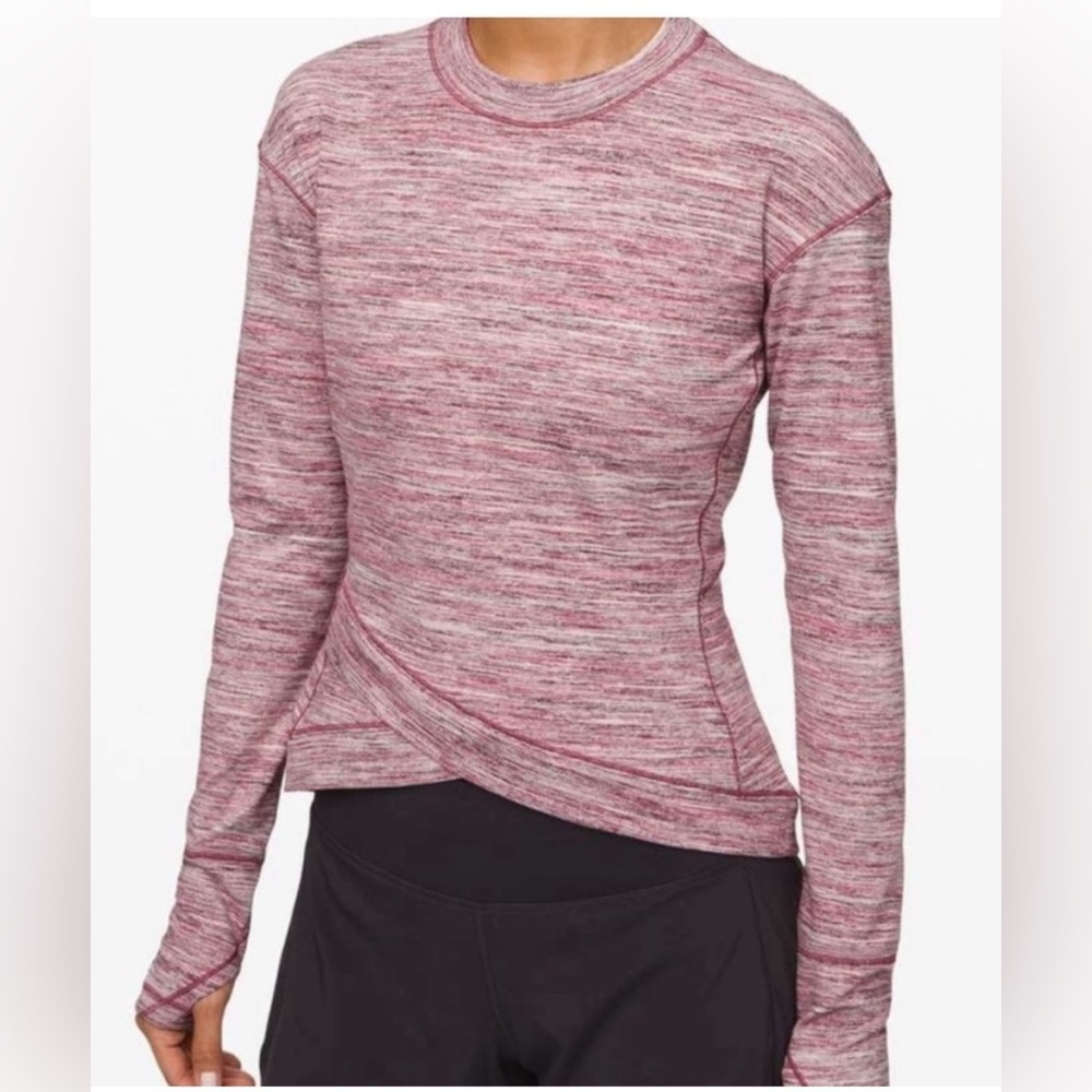 Lululemon Stylish Heathered Pink Long Sleeve Top